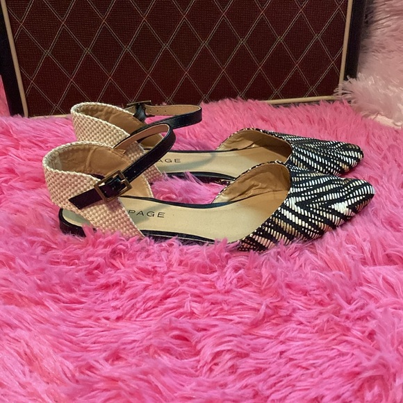 Rampage Corrinna woven flat ankle closure black and neutrals pointed toe shoes 7 - Picture 4 of 10